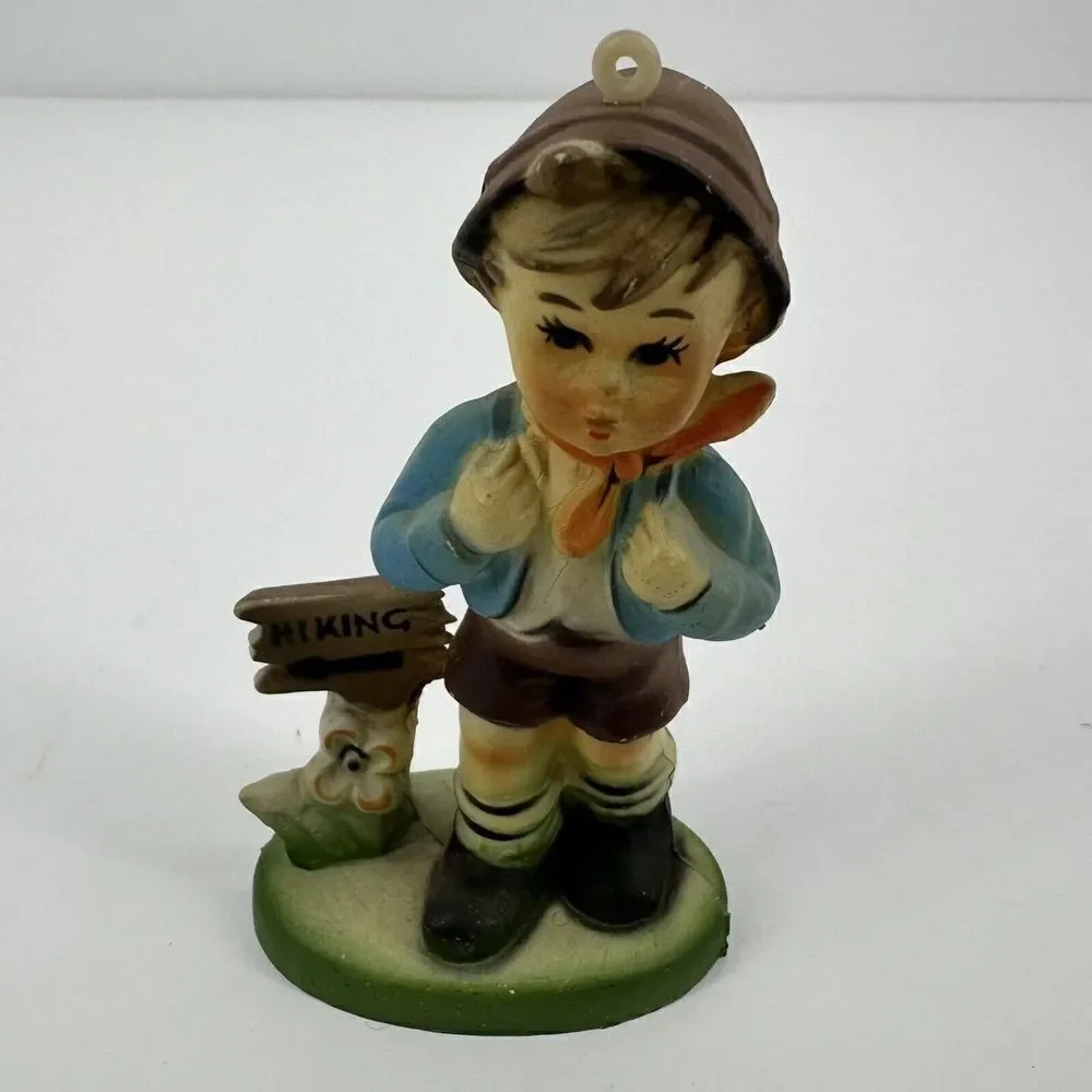 Vintage Kurt‎ S Adler Plastic Hummel Like Christmas Ornament German Boy Hiking